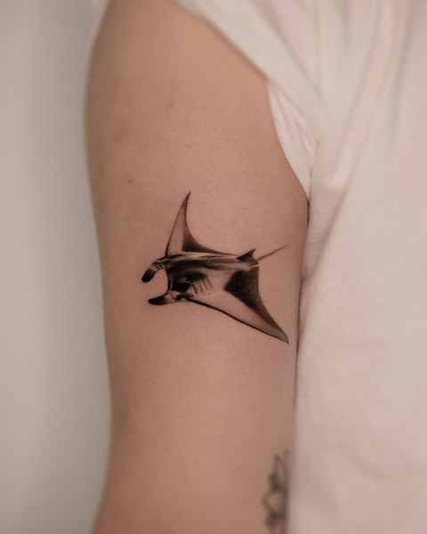 stingray tattoo on the upper arm